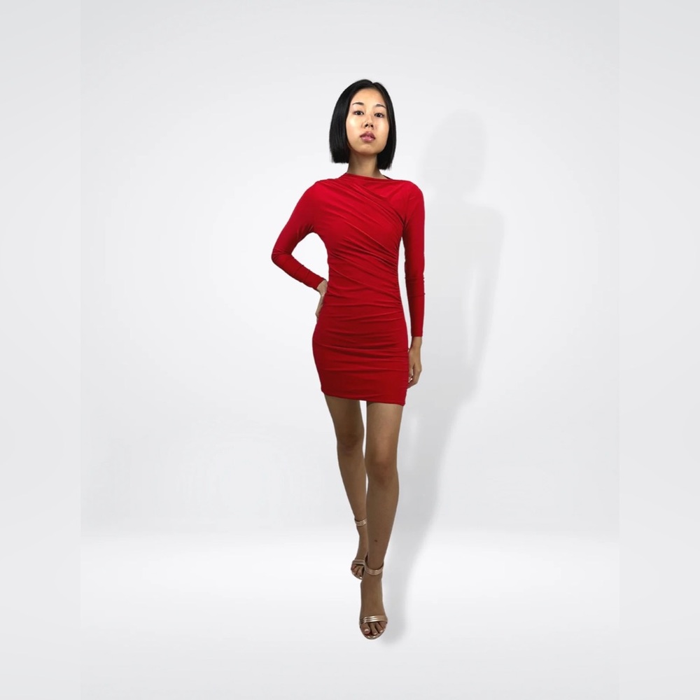 Draped Red Mini Dress